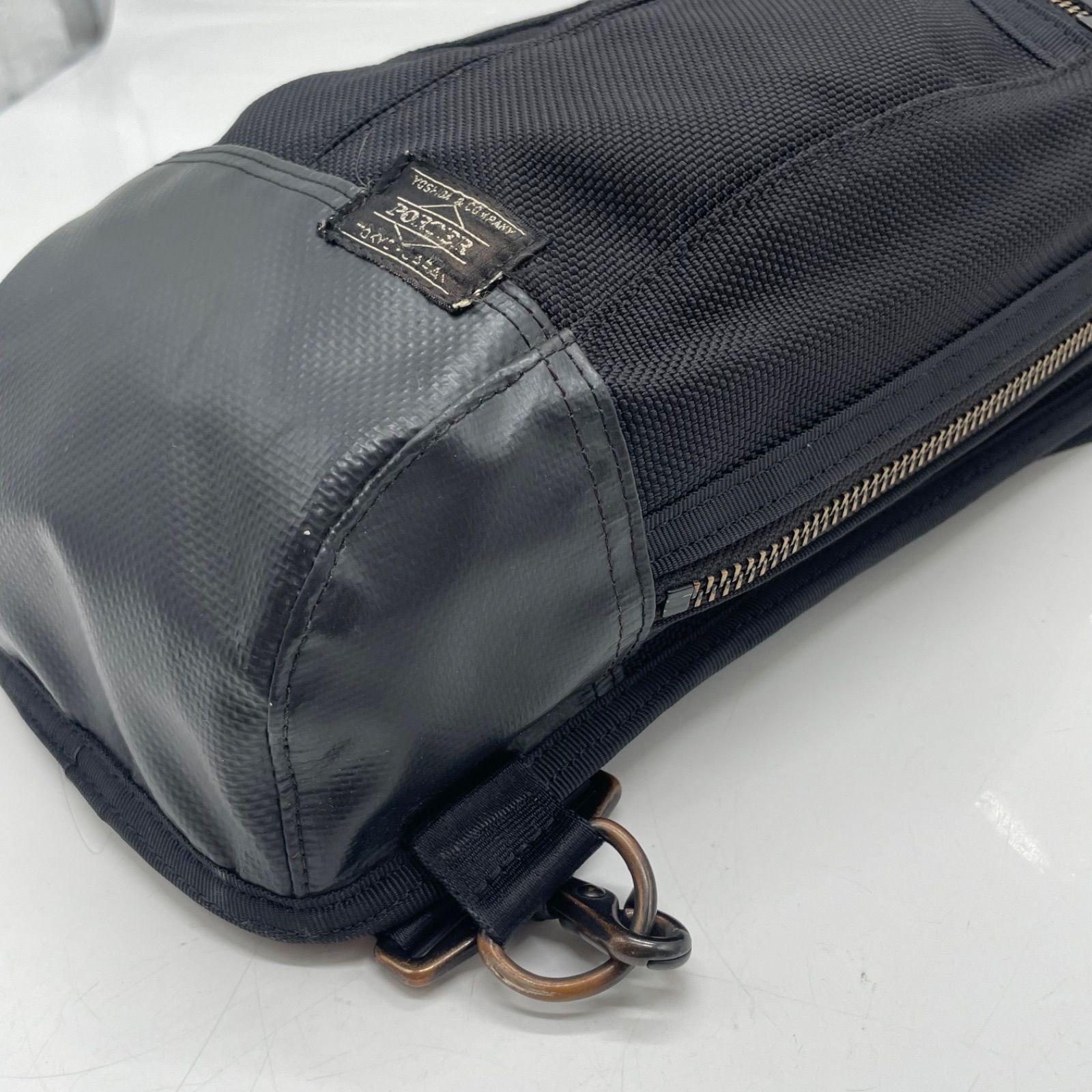 Porter Heat Sling Shoulder Bag Black Used with Logo Damage 39cm×17cm