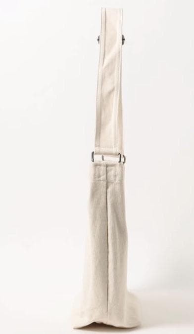 BEAMS HEART Canvas Shoulder Bag Off White Newspaper Style Japan Authentic