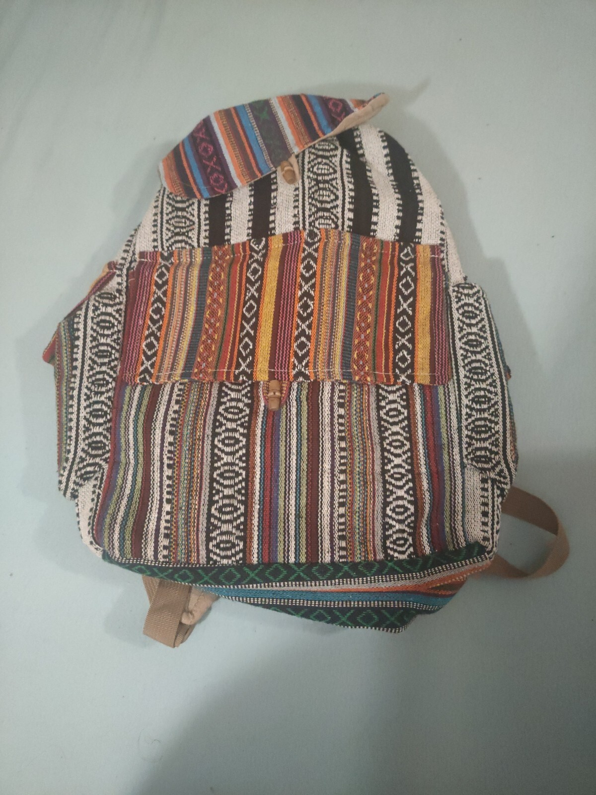 Hemp Backpack Travel Handmade Hippie Hemp School Bag Multicoloured Festival Fun