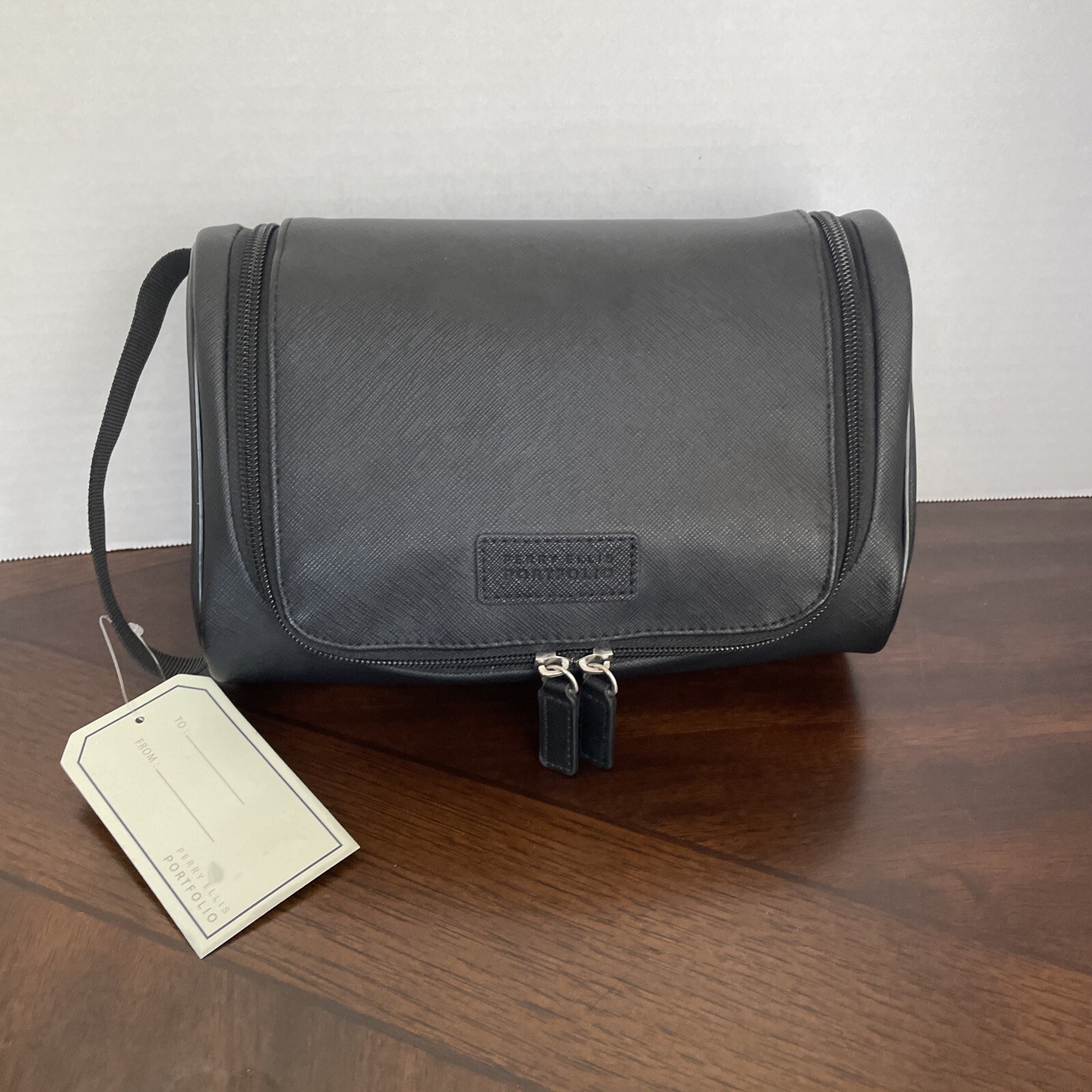 Perry Ellis Portfolio Men’s Hanging Toiletry Travel Bag Shave Kit – Black NWT