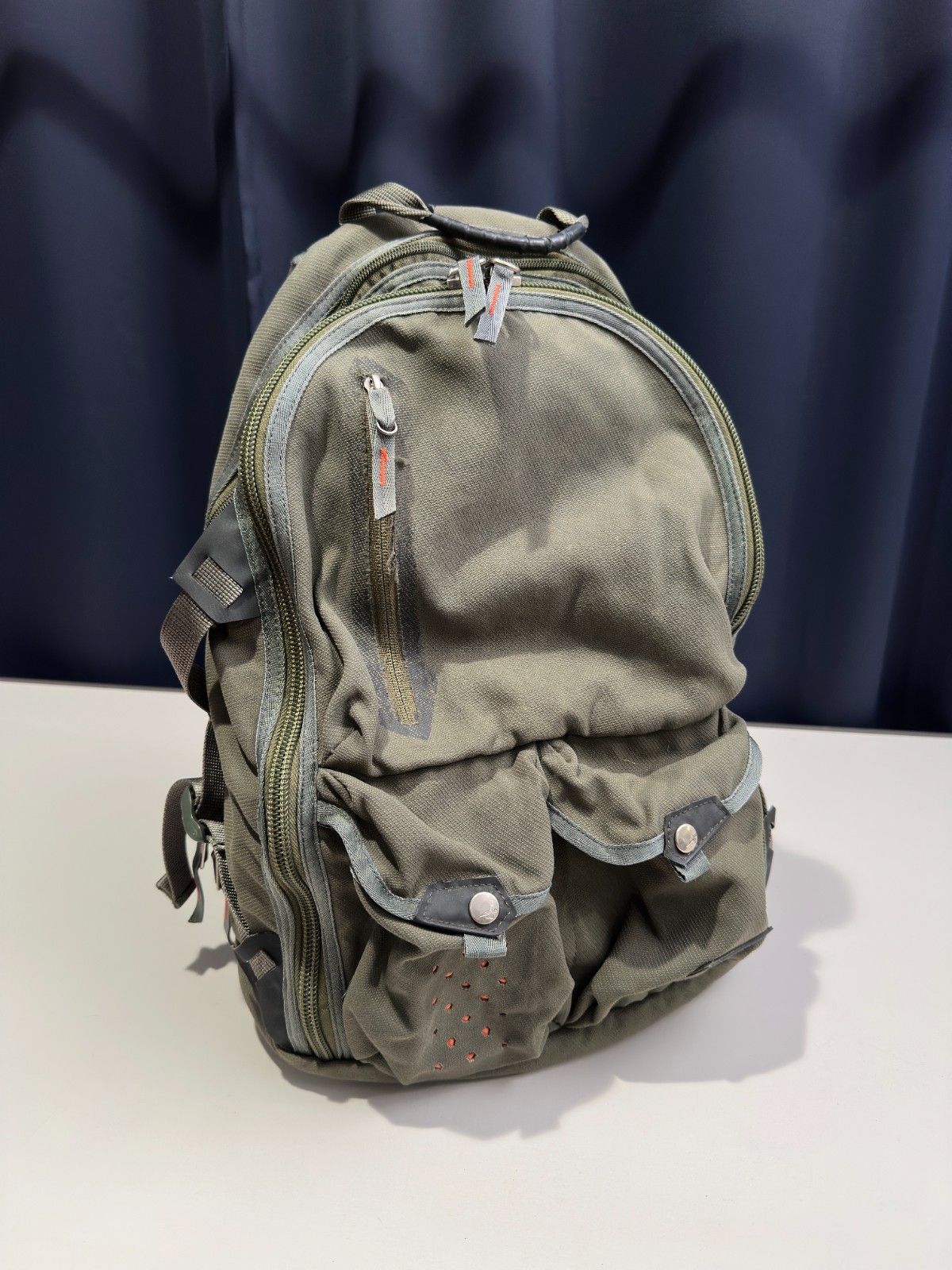 EMS Eastern Mountain Sports 100% Nylon Olive Green Multi-Pocket Pack Backpack