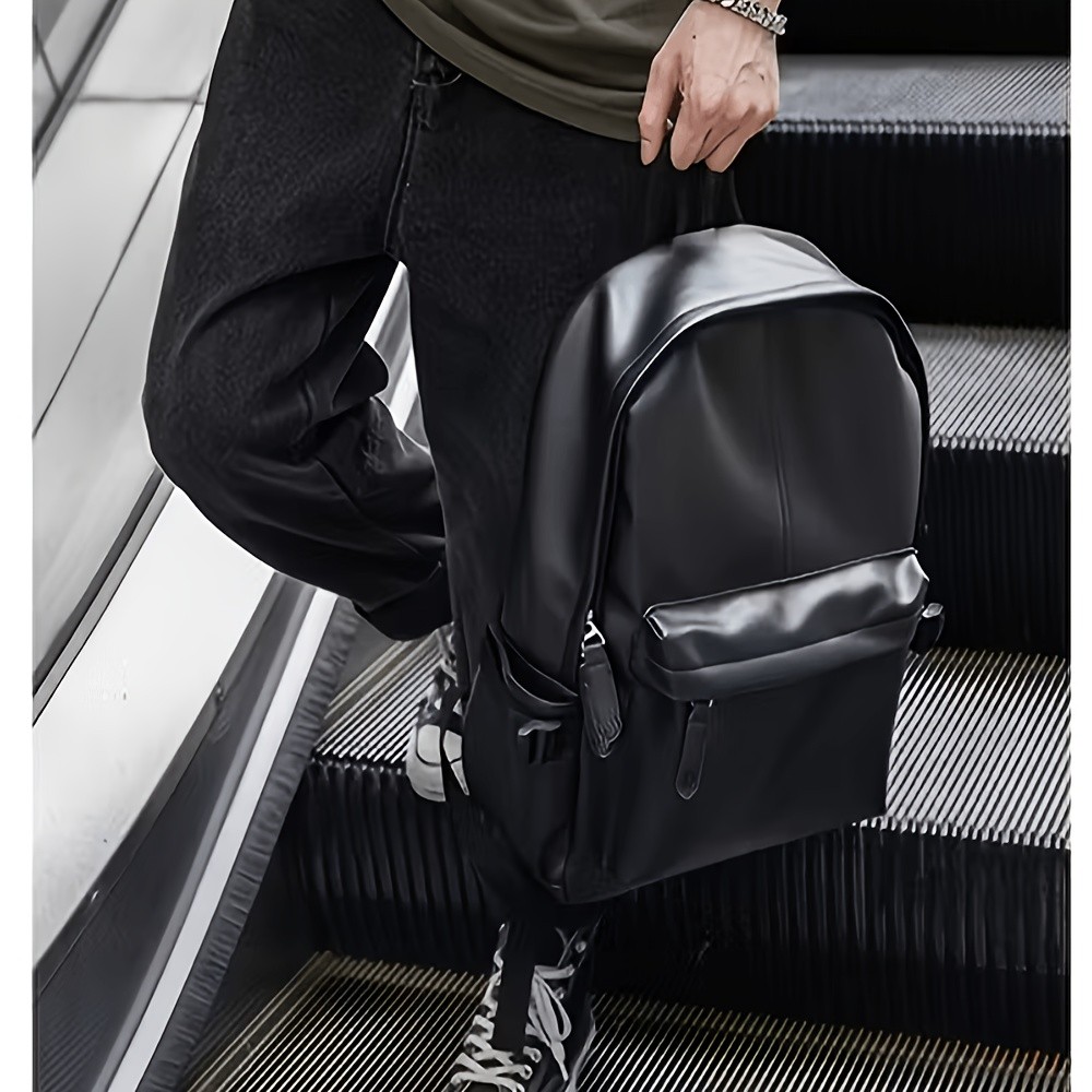 US Mens Leather School Backpack Laptop Travel Waterproof College Bag Black