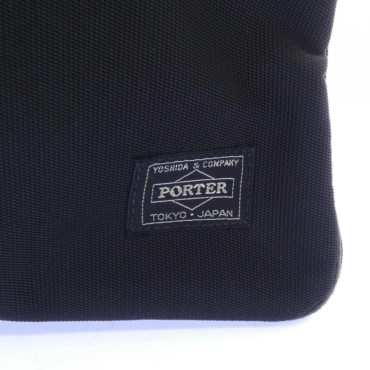 Authentic ポーター メンズレザーショルダーバッグ ブラック 41cm x 29cm x 9cm傷汚れあり