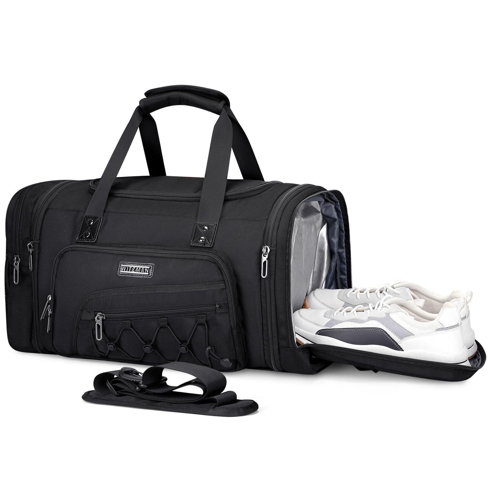 Mens Duffle Bag Expandable 50L Travel Gym with Shoe Compartment