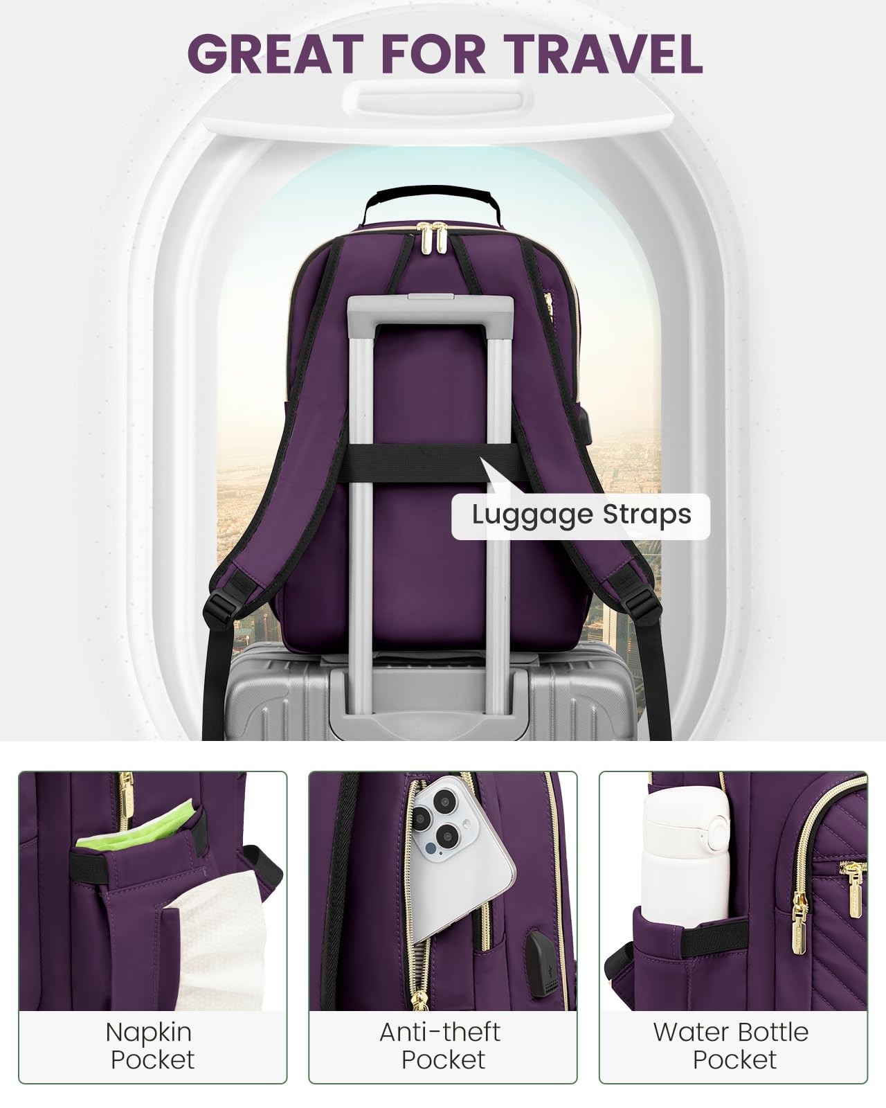 LOVEVOOK Laptop Backpack Purse for Women, Work Travel Computer Bags, College …