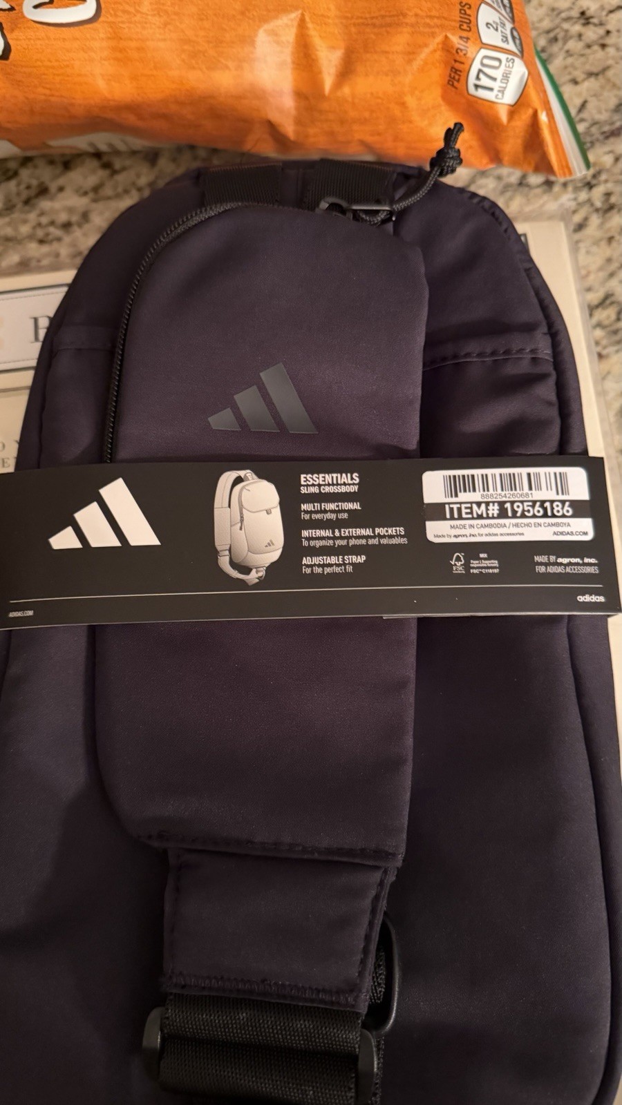 Adidas Essentials Sling Crossbody Bag Multi Pocket Black Travel NEW