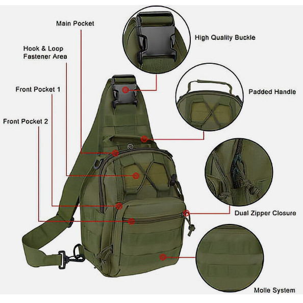 Mens Backpack Tactical Sling Shoulder Bag Molle Travel Chest Pack Outdoor Hiking