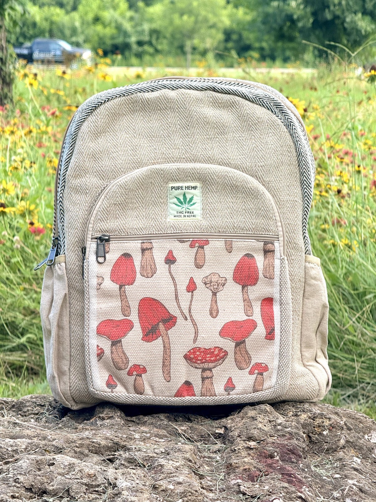 Handmade Hemp Backpack Nepal Boho Bag Laptop Hiking Travel Eco Unisex Gift Bag