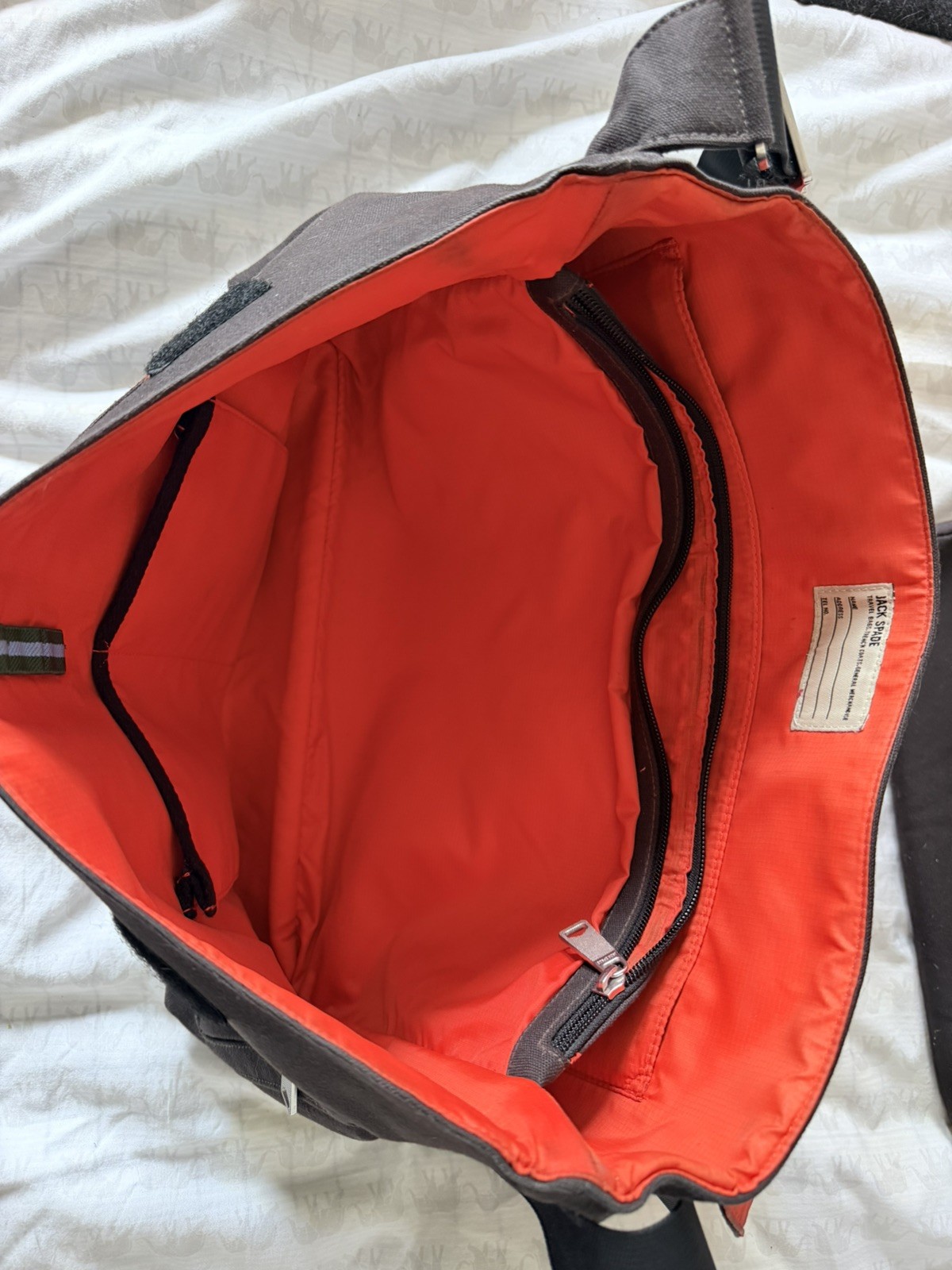 Jack Spade Greene St Messenger Bag – Black/Orange Canvas Laptop Commuter