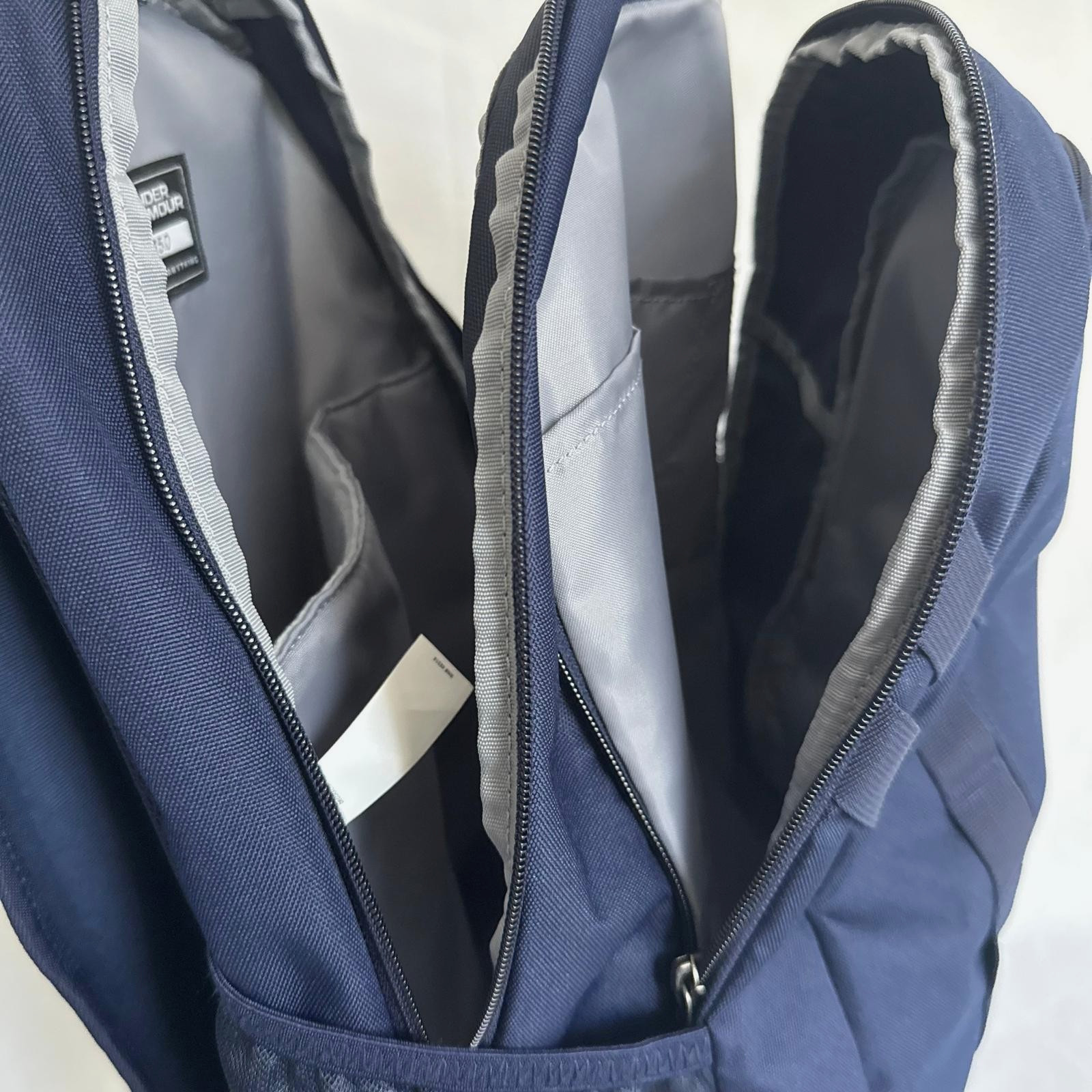 Under Armour UA Hustle 5.0 Storm Backpack Navy Blue Metallic Bag Laptop TSB