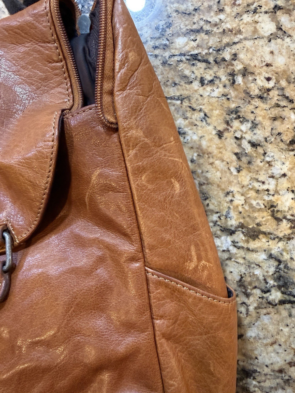 Jack Georges Voyager small cognac brown buffalo leather unisex backpack