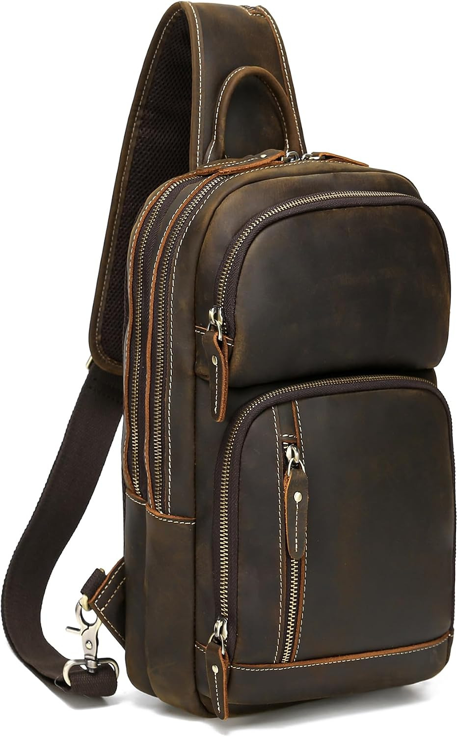 Full Grain Leather Sling Bag for Men, Crossbody Bag Fits 12.9″ Ipad Crossbody Ch