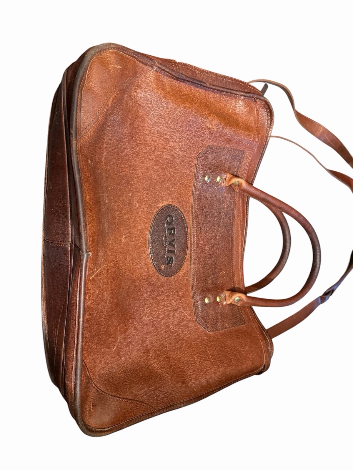 VINTAGE ORVIS Leather Briefcase Messenger Laptop Bag – With SHOULDER STRAP
