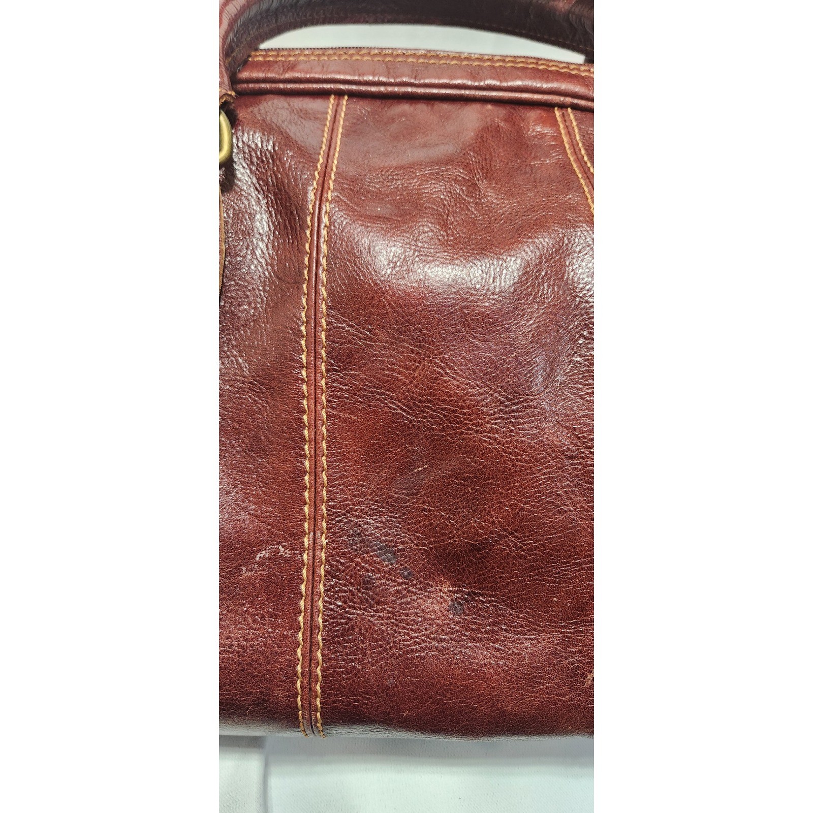 Vintage Floto Made in Italy Brown Leather Duffel Bag Travel Weekender Cognac