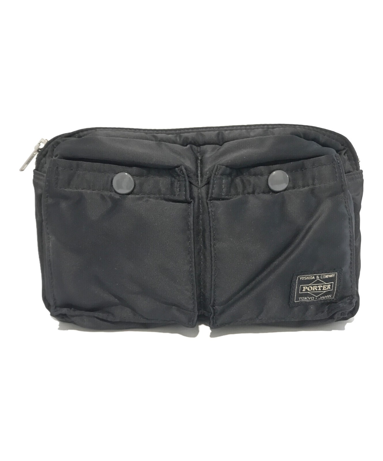 Porter Black Nylon Shoulder Bag Zip Crossbody Messenger Men Used 22cm 13.5cm