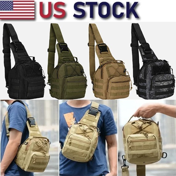 Mens Backpack Tactical Sling Shoulder Bag Molle Travel Chest Pack Outdoor Hiking