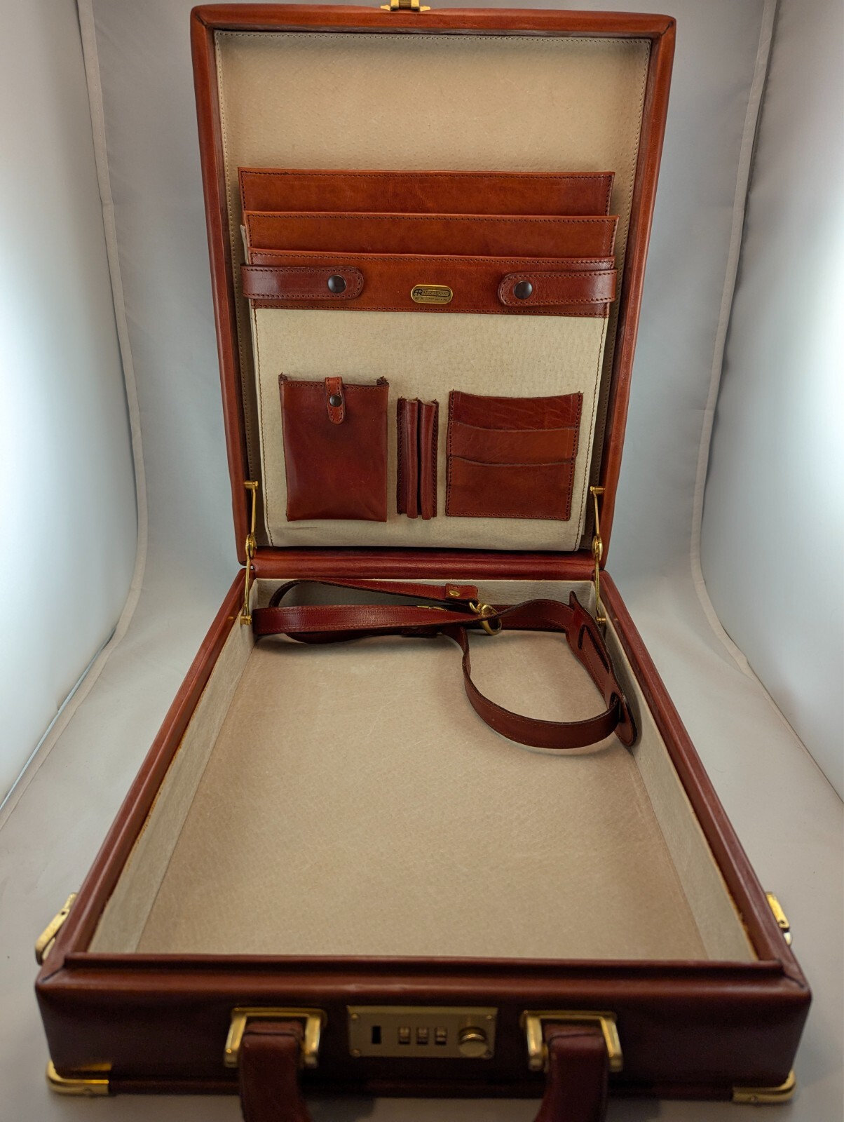 Aldo Raffa Genuine Leather Briefcase w combo lock and strap