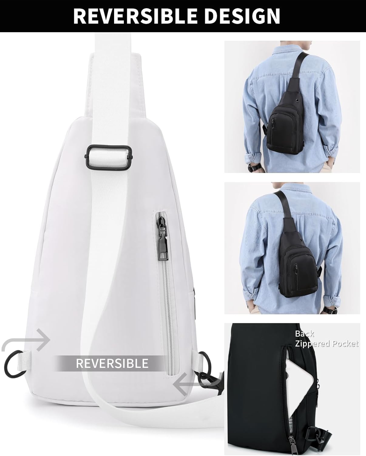 Sling Bag Crossbody Backpack for Men Women Small Purse Chest Shoulder Bag for Tr