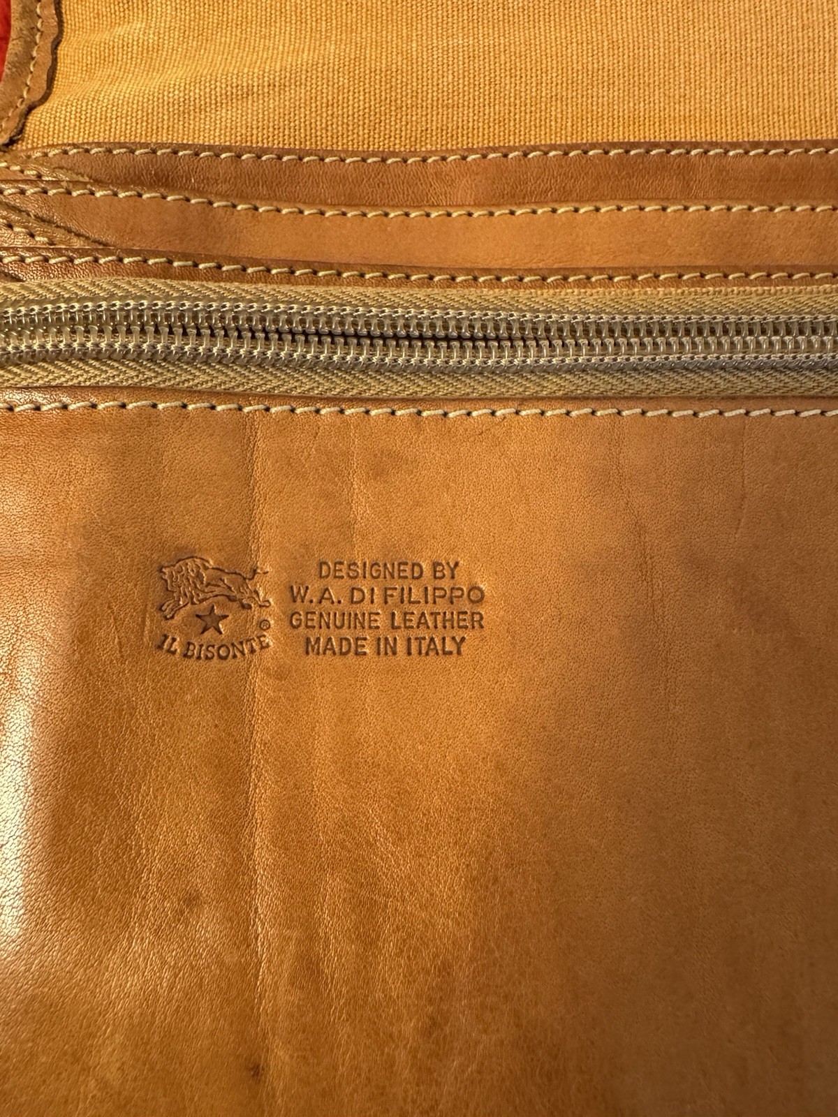 Il Bisonte W/5 Compartment Clutch Messenger Tan Leather Bag Italy Made Vintage
