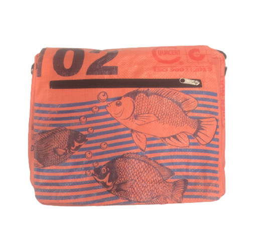 Recycled Messenger Bags 36cm wide x 28cm high long strap Fair Trade
