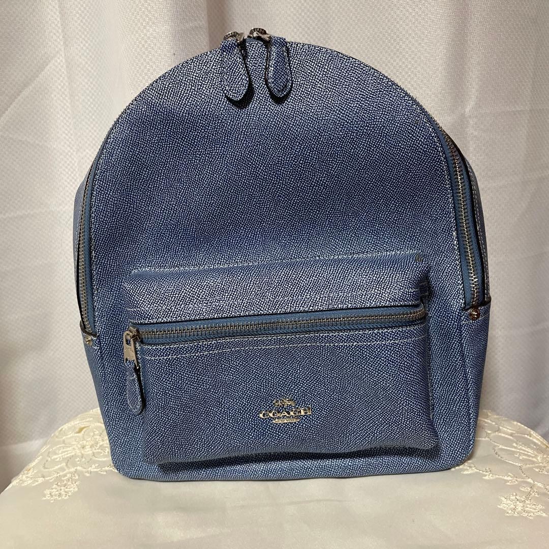 Import duty included for US buyers Coach Ladies Blue Leather Backpack 10cm Bott
