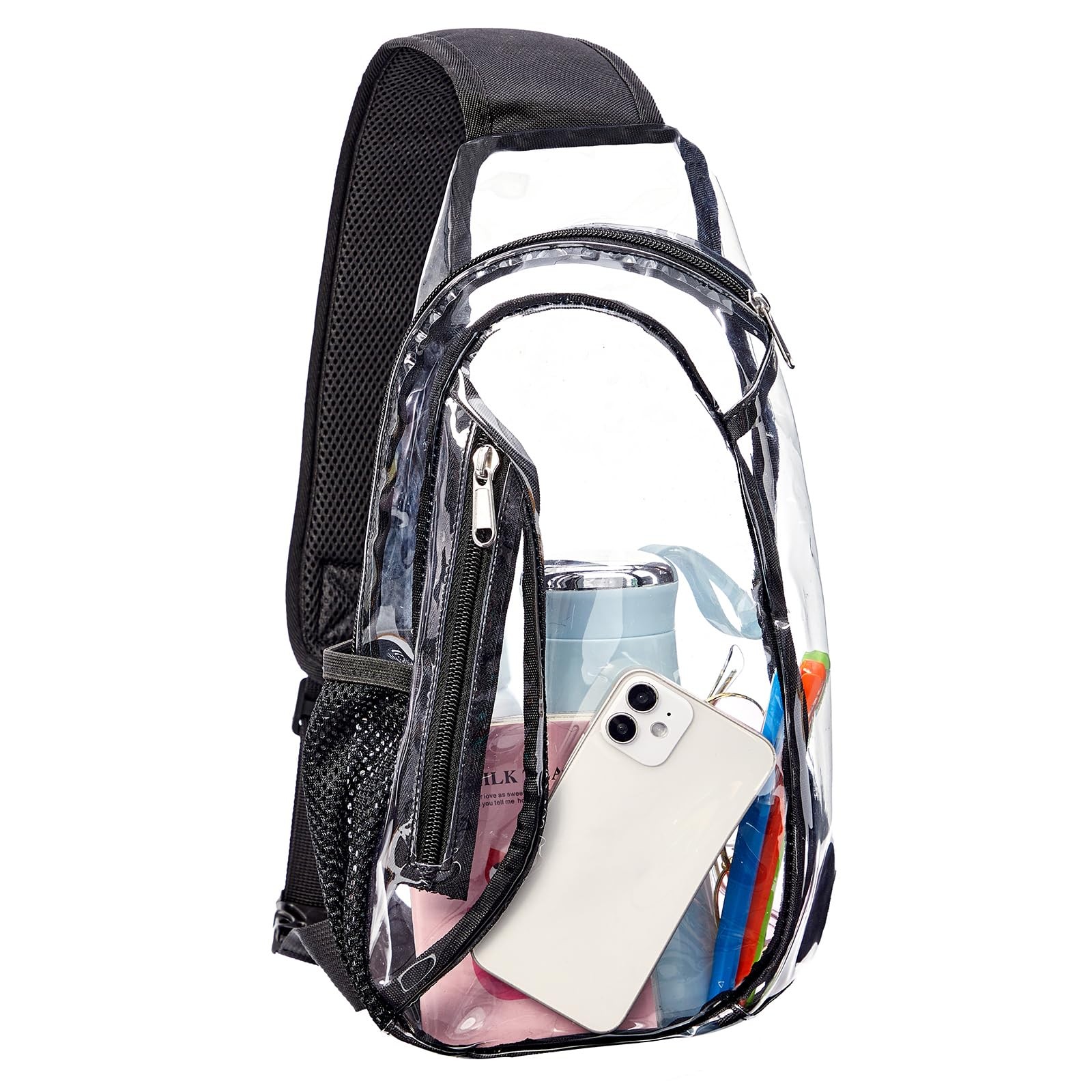 Clear Sling Bag, Stadium Approved Small PVC Crossbody Backpack, Transparent C…