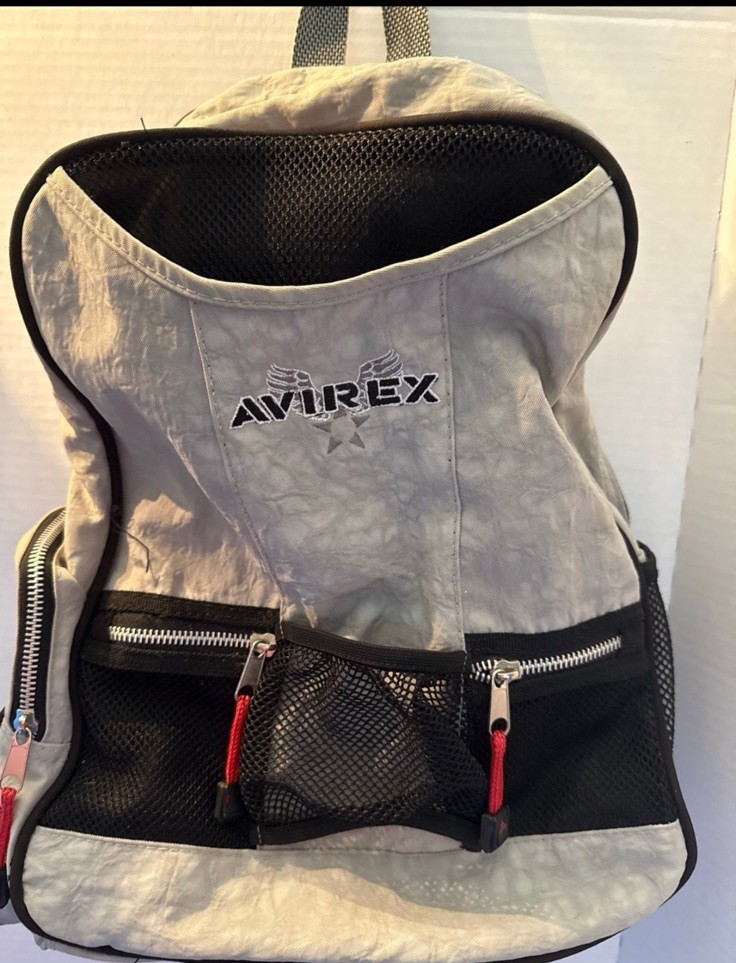 Avirex Backpack Gray Black Multi Pocket Adjustable Straps Nylon Medium Size