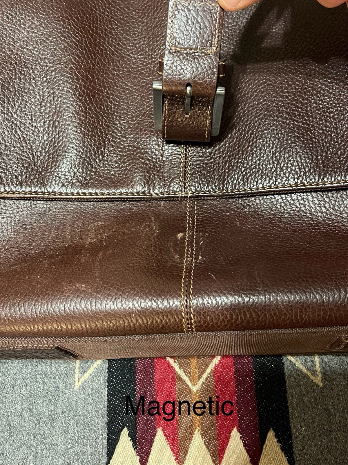Boconi Canvas Leather Messenger Briefcase Brown Laptop Shoulder Bag