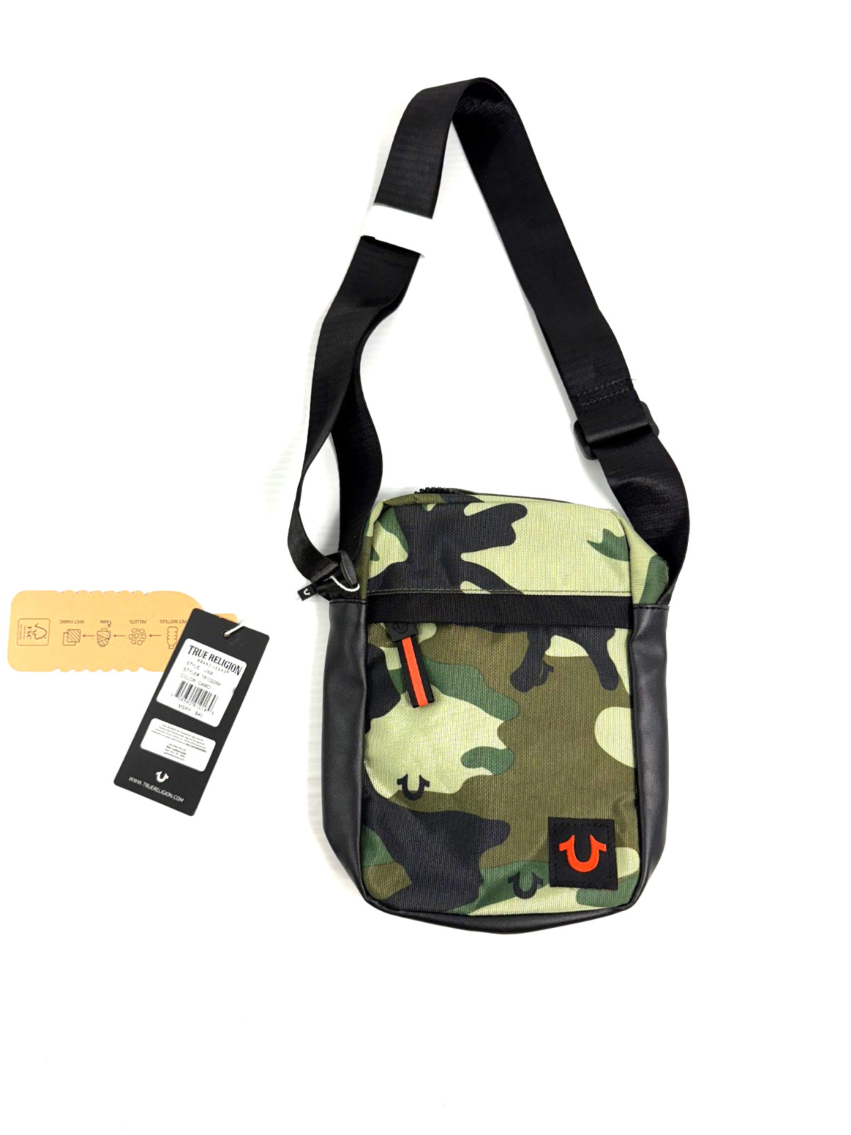 True Religion Nylon Sling Bag Adjustable Strap Camouflage