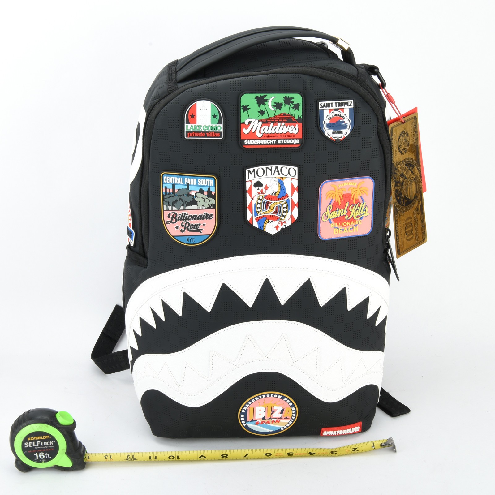 Sprayground Global Mogul Billionaire Shark Leather Bag Backpack Unisex Black