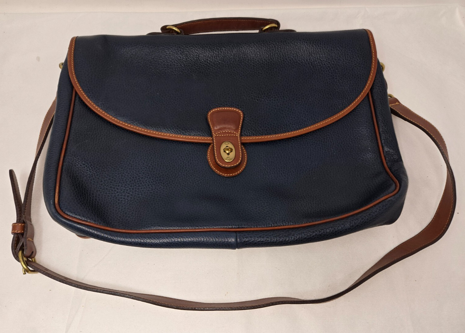 VTG COACH SHERIDAN PEBBLE LEATHER BLUE BRIEFCASE MESSENGER BAG UNISEX USA