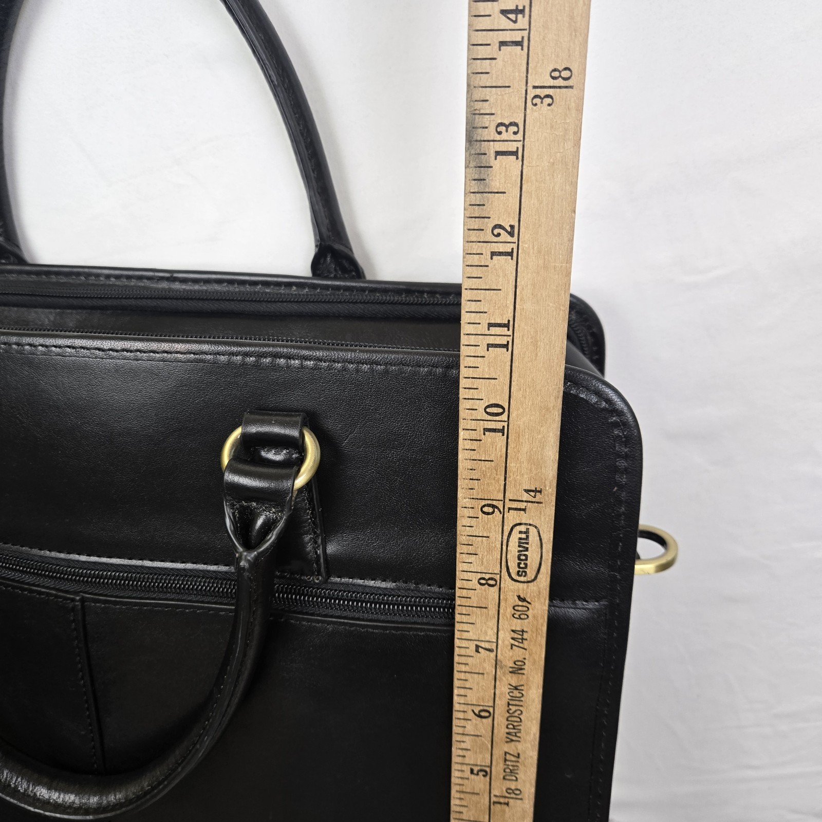 Banuce Genuine Leather Briefcase Laptop Bag Black Business Tote Bag. No Strap