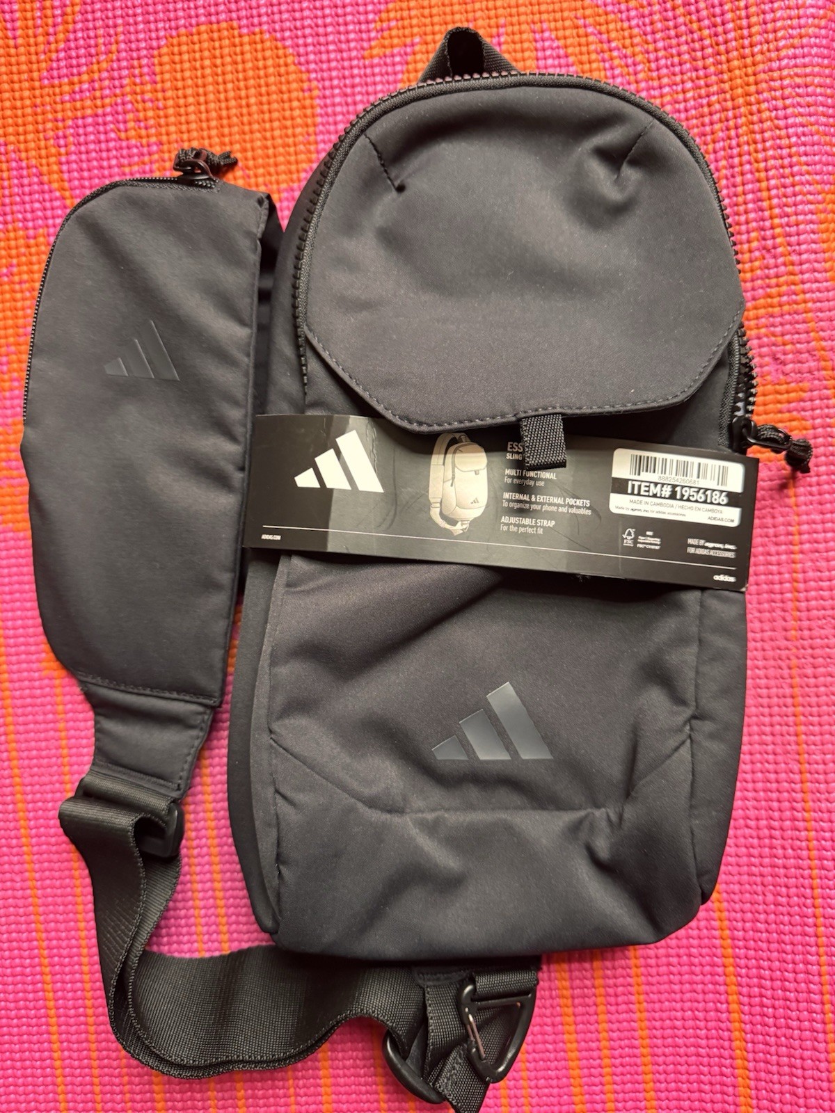 Adidas Essentials Sling Crossbody Bag Multi Pocket, Black