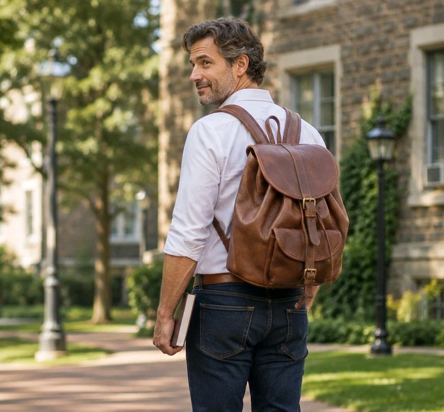 Tanner’s Alley Leather Shop 100% Pebbled Leather Rucksack Backpack #455 Travel