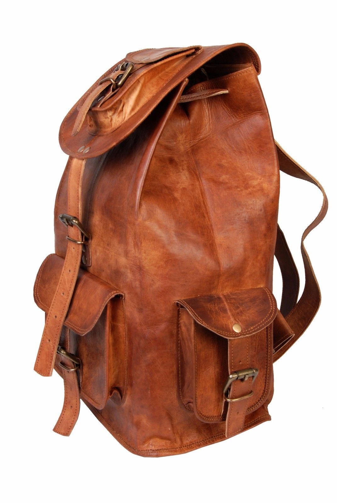 17″ New Large Genuine Leather Backpack Rucksack Travel Bag For Men’s and Women’s