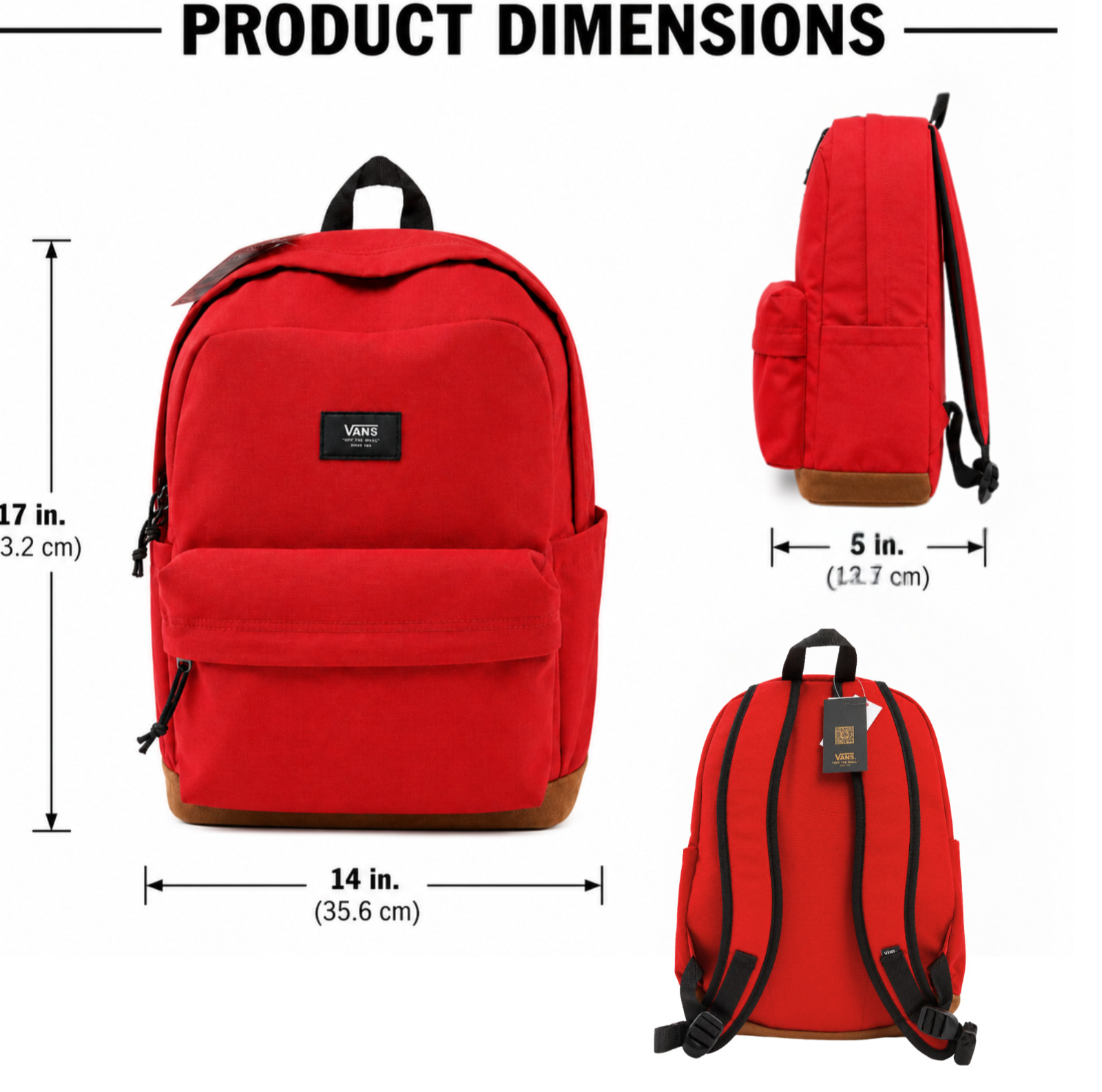 Vans Old Skool Sport Red Backpack Laptop School Travel Daypack Unisex NWT