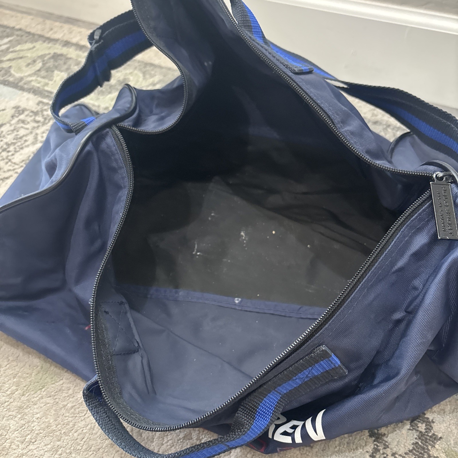Vintage 90s Polo Sport Ralph Lauren Duffle Bag Fitness Gym Travel Blue Navy