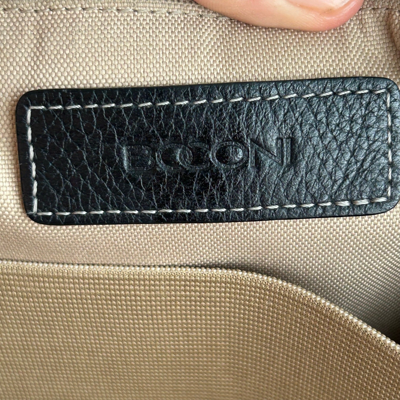 Boconi Tyler Tumbled Zipster Black Leather Messenger Bag Briefcase