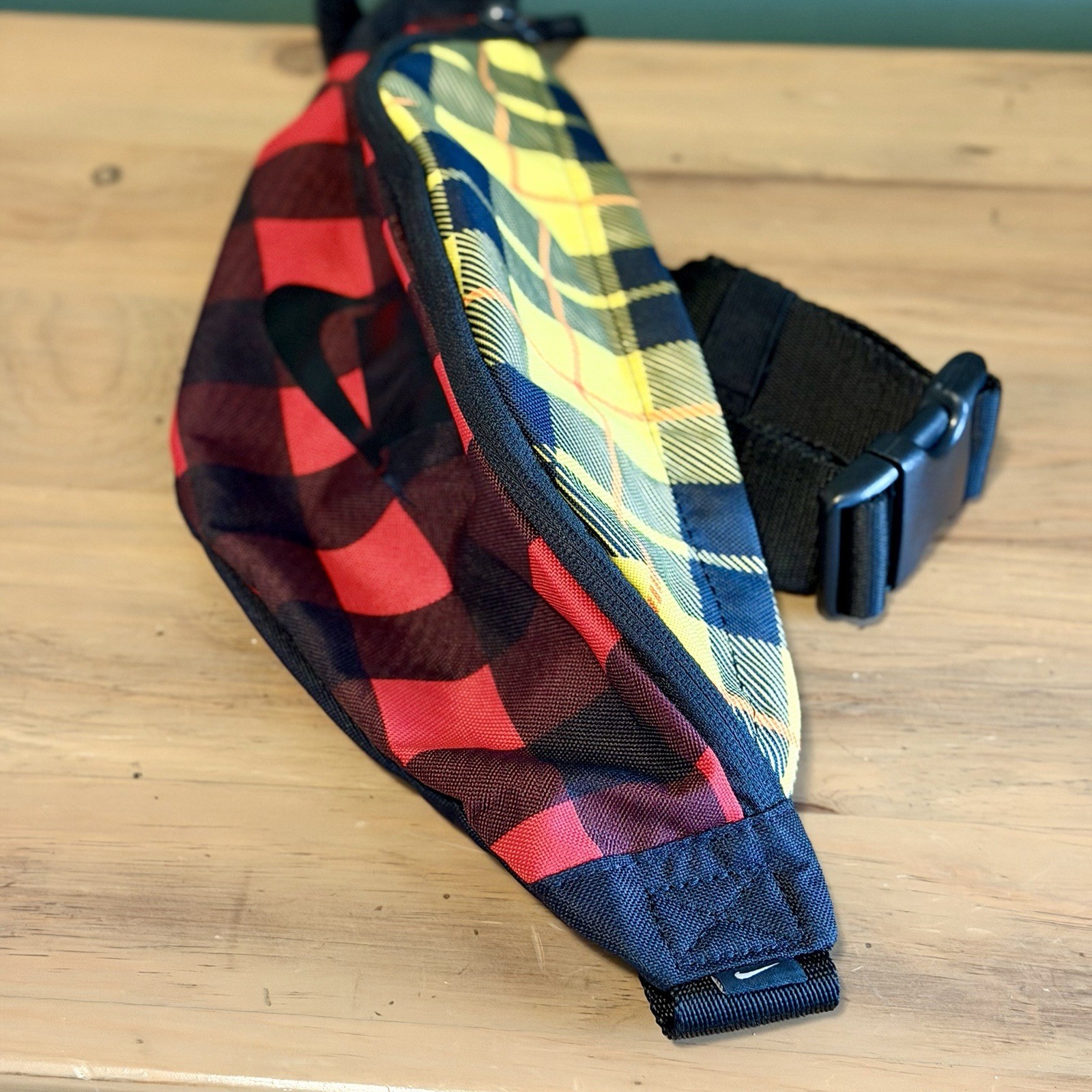 Nike Heritage Plaid Fanny Pack Crossbody Red Yellow Black Plaid NWOT