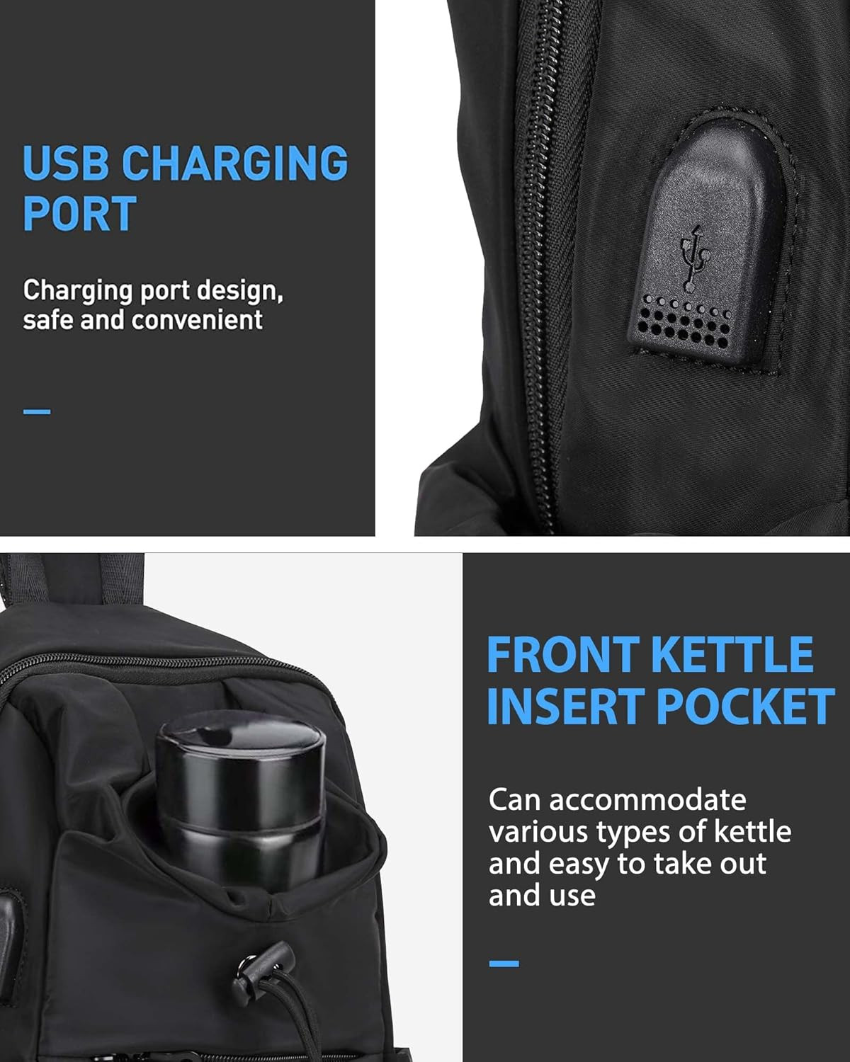 Black Sling Crossbody Bag for Men Women, Tactical Backpack Shoulder Daypack Mini
