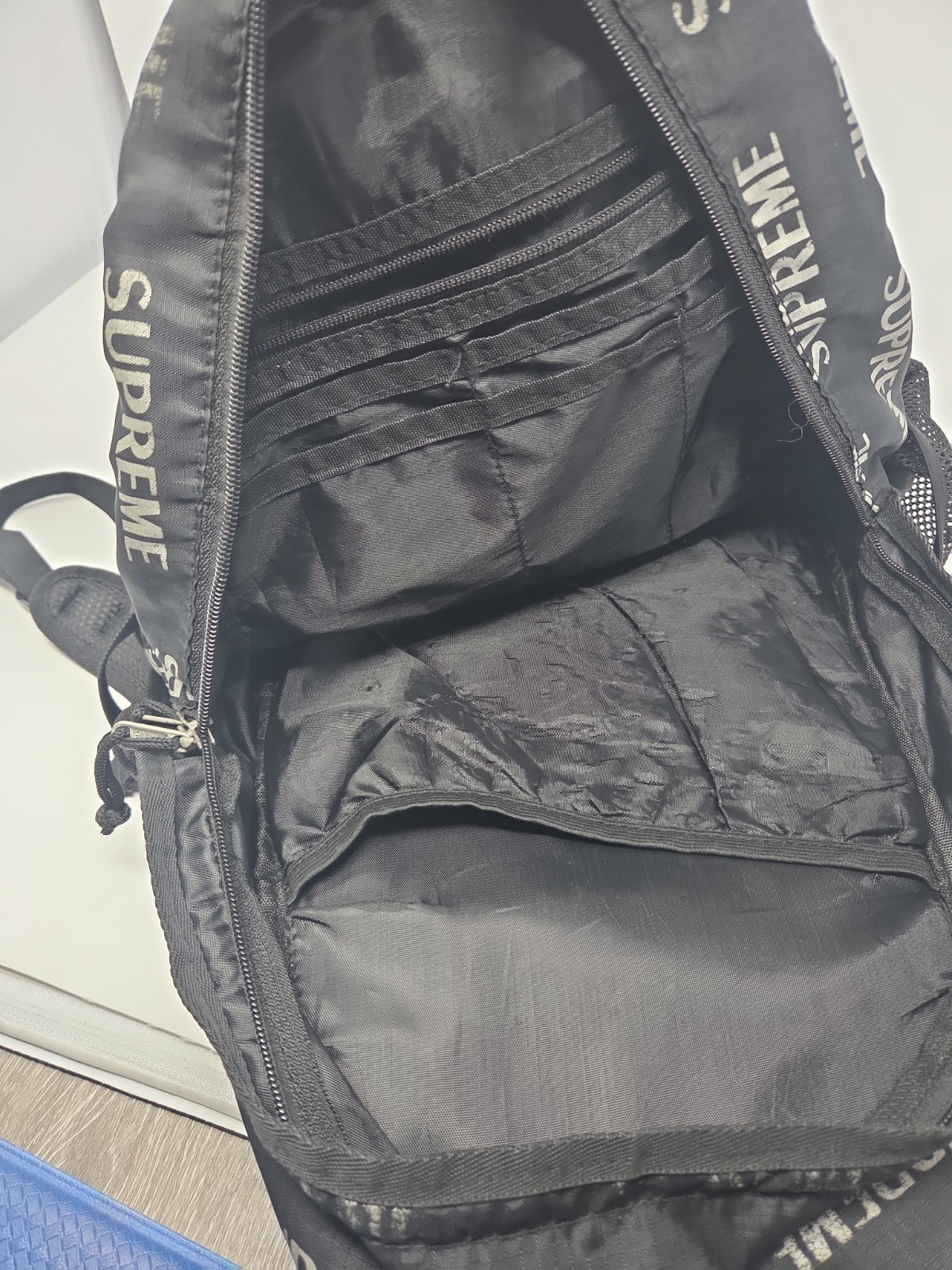 Supreme FW16 3M Reflective Logo Repeat Black Backpack *READ*