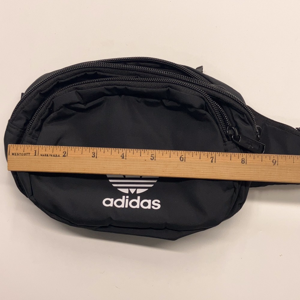 Adidas recycled polyester black padded hip Crossbody small zippered bag