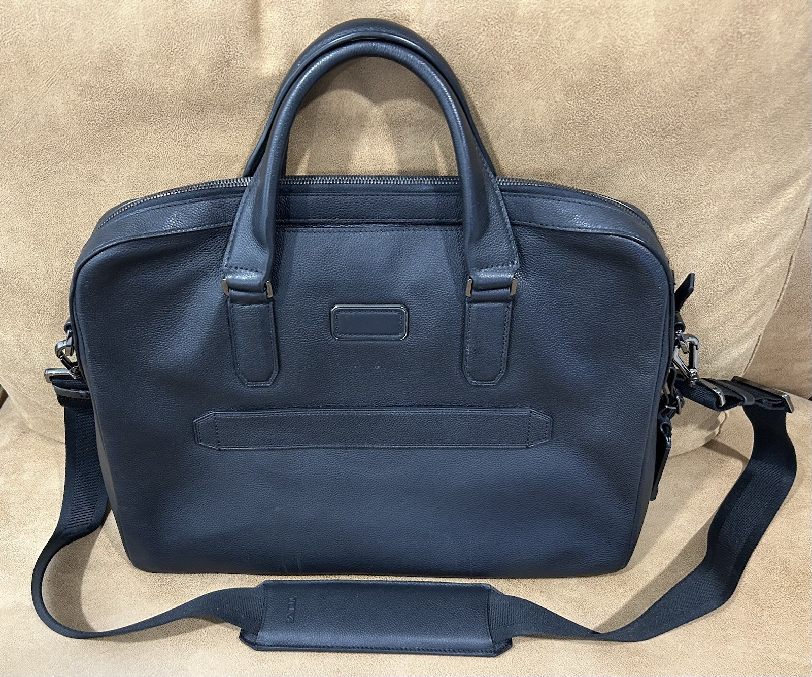 NWOT Tumi Harrison Sycamore Brief in All Black Leather. Never Used! MSRP: $795!
