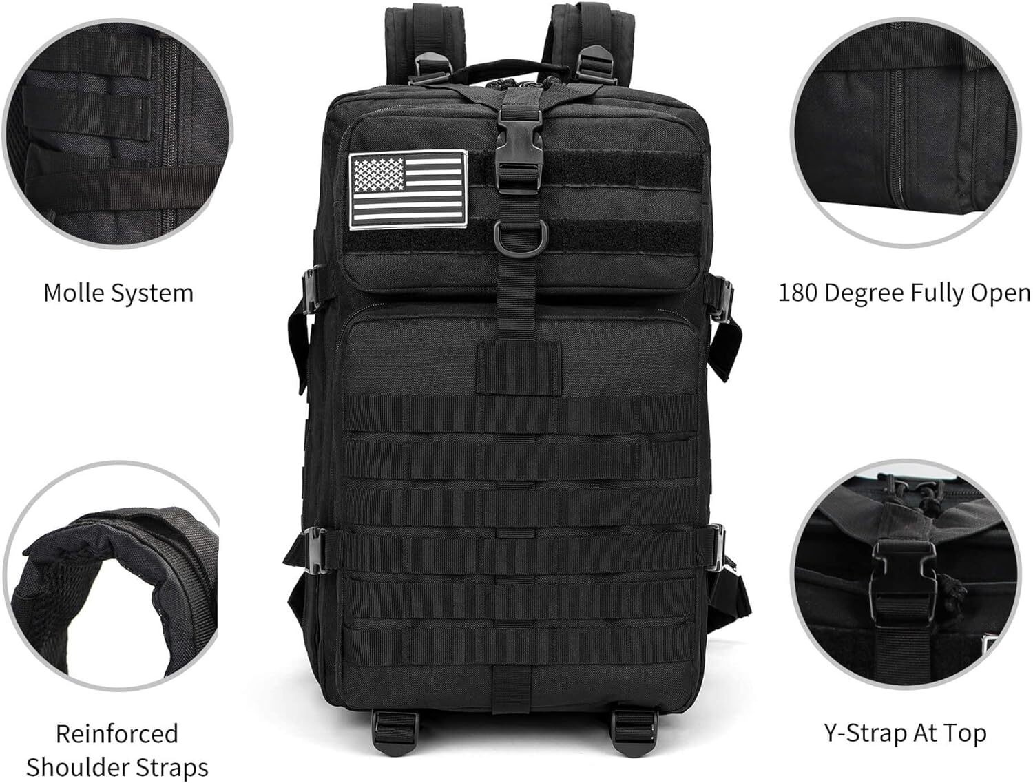 30L/45L Military Tactical Backpack For Men Molle Daypack 3Day Bug Out Hiking Bag