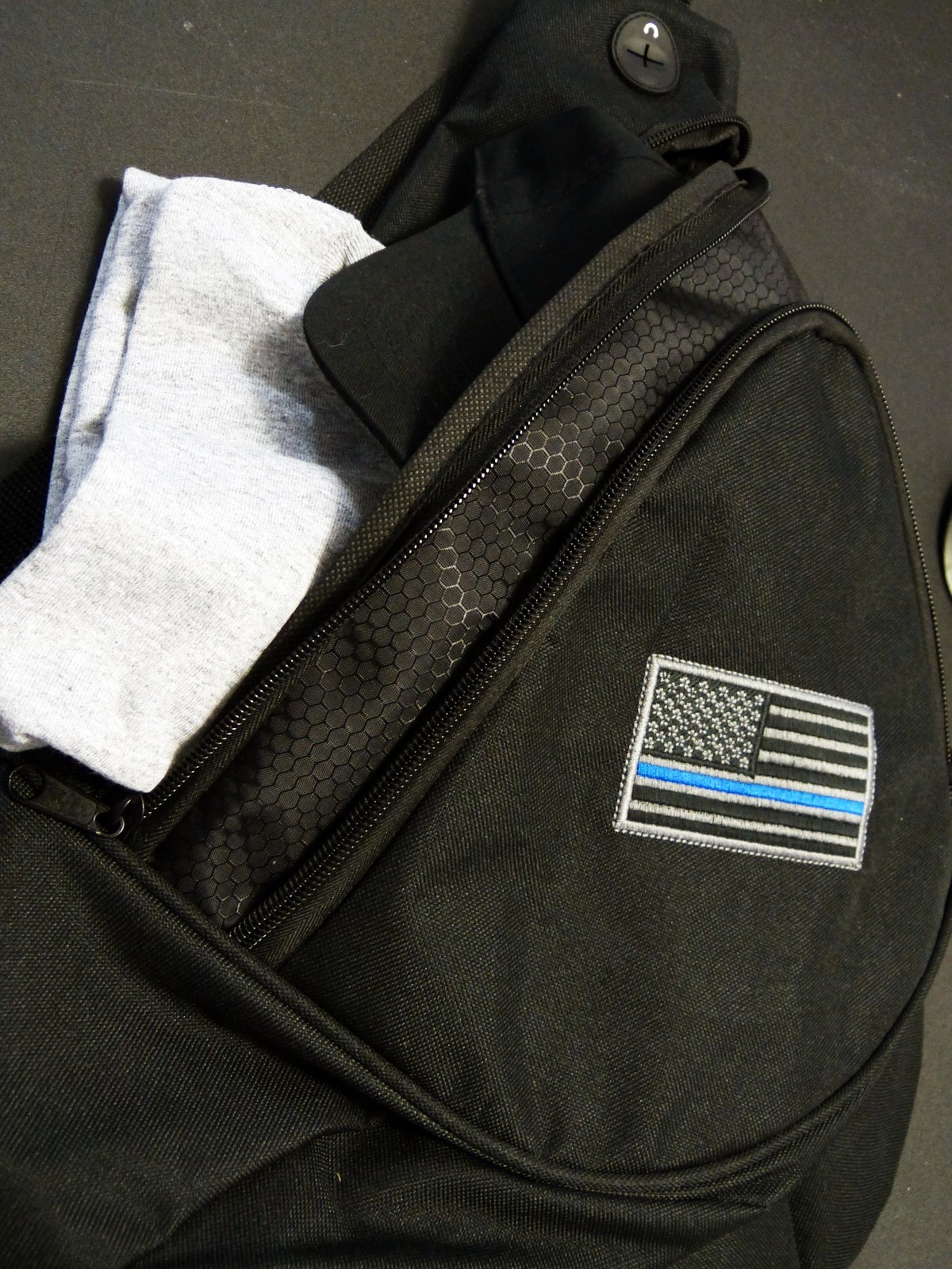 Thin Blueline Flag Shoulder Sling Backpack, Law Enforcement, Police, Sheriff,