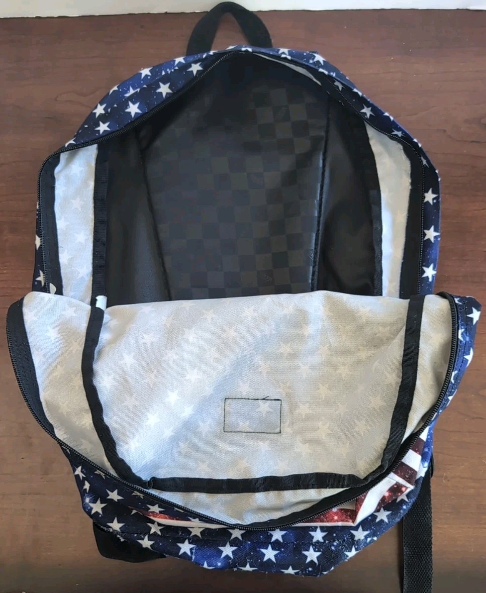 Vans Off the Wall Backpack/ American Red White & Blue Skateboard School Bag