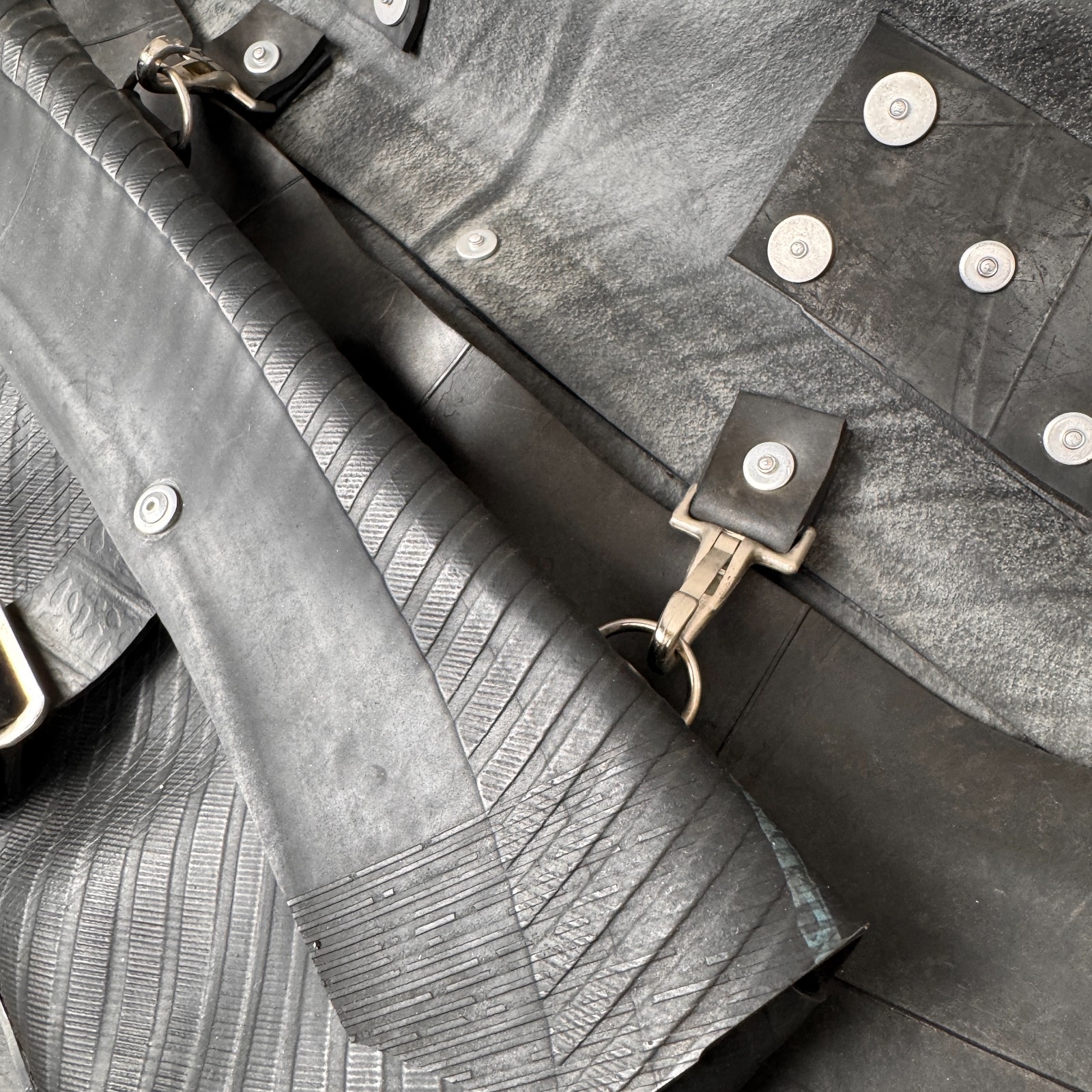 Recycled Rubber Duffle Bag Black | Heavy Duty Travel Weekender Industrial Style