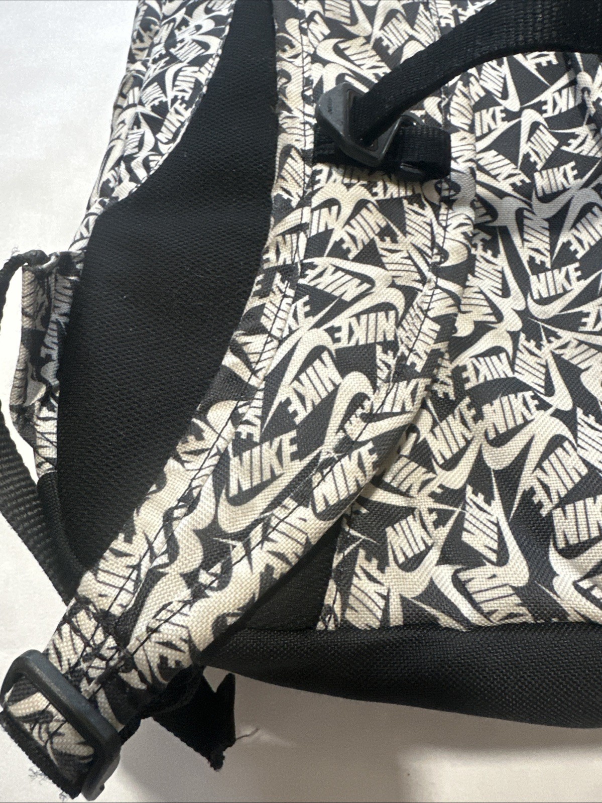 Nike Backpack Black White AOP Allover Big Logo Swoosh – SEE DESCRIPTION