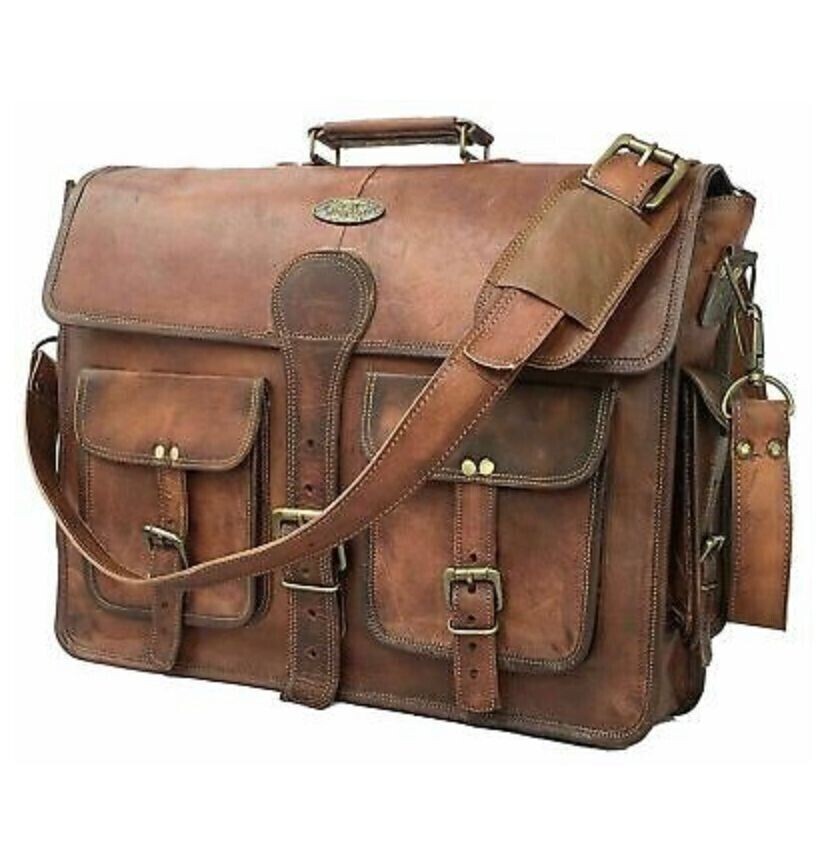 Men’s Briefcase Satchel Genuine Leather Vintage Laptop Handmade Messenger Bag