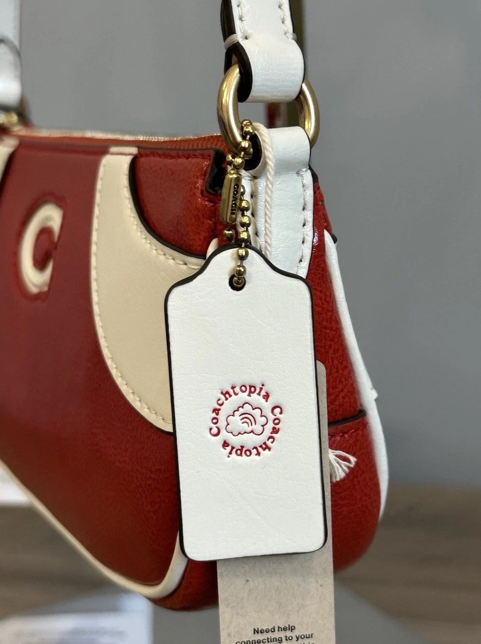 Coach Coachtopia Bowling Small Shoulder Bag Upcrafted Leather Red/White CFB01